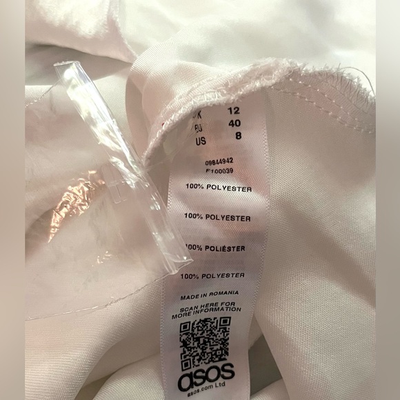 NWT ASOS Satin White V Neck Long Sleeve Wrap Mini Dress Size 8 - Picture 8 of 9